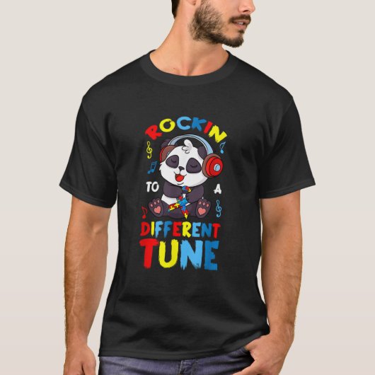 Autism Spectrum Disorders Panda Headset Puzzle Pie T-shirt (Voorkant)
