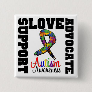 Autism Support Advocate Love Vierkante Button 5,1 Cm