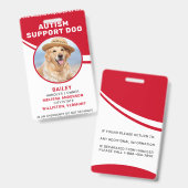 Autism Support Dog Personalized Photo Service Dog Badge (Front & Back)