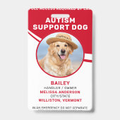 Autism Support Dog Personalized Photo Service Dog Badge (Front)