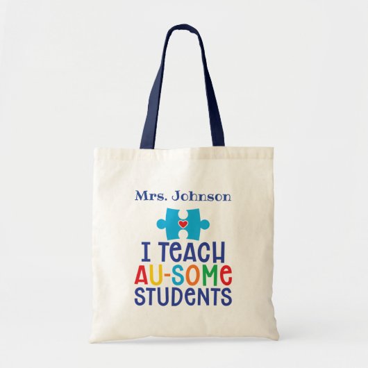 Autism Teacher Personalized Tote Bag (Voorkant)