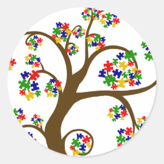 Autismboom van het leven ronde sticker