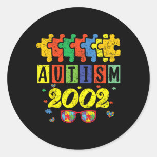 Autisme 2002 22e verjaardag Zonnebloem Autisme Awa Ronde Sticker