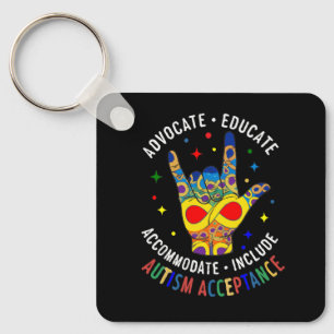 Autisme Acceptatie ILY Handgebaar – Neurodiversite Sleutelhanger