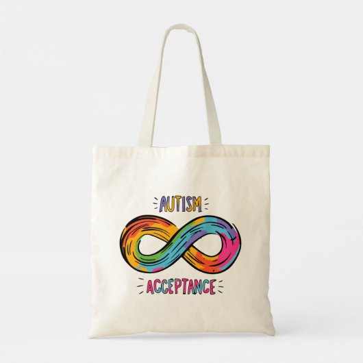 Autisme Acceptatie kleurig regenbooginksymbool Tote Bag (Achterkant)