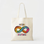 Autisme Acceptatie kleurig regenbooginksymbool Tote Bag (Voorkant)