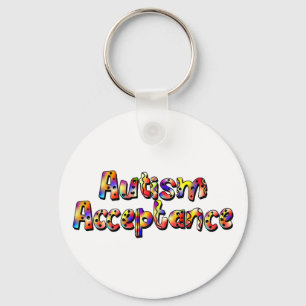 Autisme Acceptatie Kleurrijke Rainbow Typografie T Sleutelhanger