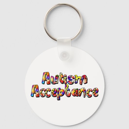Autisme Acceptatie Kleurrijke Rainbow Typografie T Sleutelhanger (Voorkant)