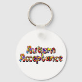 Autisme Acceptatie Kleurrijke Rainbow Typografie T Sleutelhanger (Achterkant)
