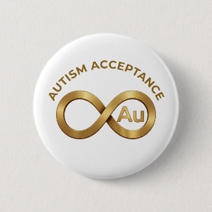 Autisme Acceptatie Oneindigheidssymbool Au Goude Ronde Button 5,7 Cm