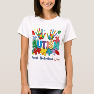 Autisme Acceptatie PNG-ontwerp, Kleurrijke 3D-puzz T-shirt