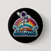 Autisme Acceptatie Rainbow Astronaut Ronde Button 5,7 Cm (Voorkant)