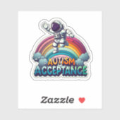 Autisme Acceptatie Rainbow Astronaut Sticker (Vel)