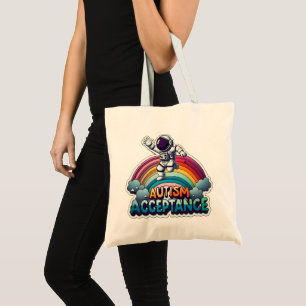 Autisme Acceptatie Rainbow Astronaut Tote Bag