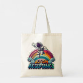 Autisme Acceptatie Rainbow Astronaut Tote Bag (Achterkant)