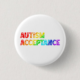 "Autisme Acceptatie" Regenboog gekleurde tekst Ronde Button 3,2 Cm