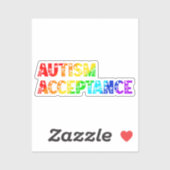 "Autisme Acceptatie" Regenboog gekleurde tekst Sticker (Vel)