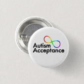 "Autisme Acceptatie" Regenboog Infinity Symbool Ronde Button 3,2 Cm (Voorkant /achterkant)