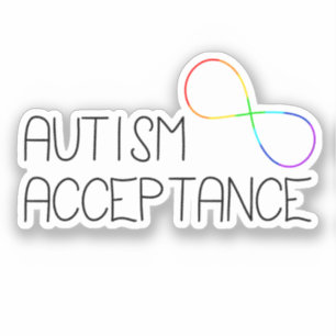 "Autisme Acceptatie" Regenboog Infinity Symbool Sticker