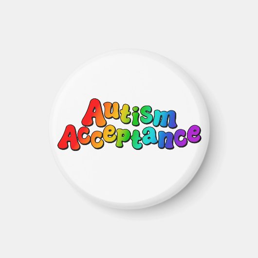 Autisme Acceptatie Regenboog Typografie Magneet (Voorkant)