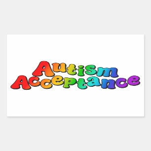 Autisme Acceptatie Regenboog Typografie Rechthoekige Sticker