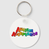 Autisme Acceptatie Regenboog Typografie Sleutelhanger (Voorkant)