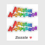 Autisme Acceptatie Regenboog Typografie Sticker (Vel)