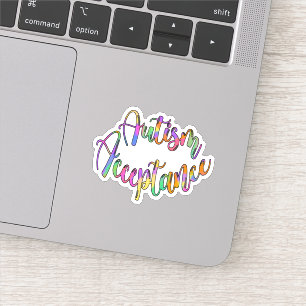 Autisme Acceptatie Regenboog Typografie Sticker