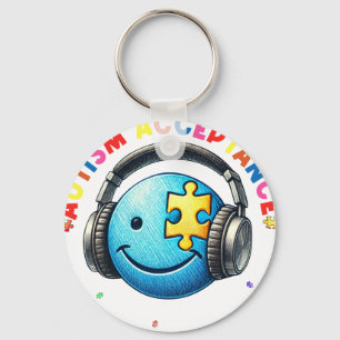 autisme acceptatie smiley  sleutelhanger