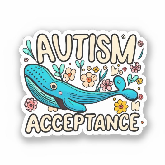 Autisme Acceptatie Walvis Sticker (Voorkant)