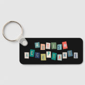 Autisme-acceptatie | Zwarte achtergrond Sleutelhanger (Achterkant)