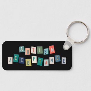 Autisme-acceptatie Zwarte achtergrond Sleutelhanger