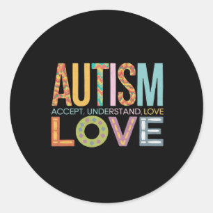 Autisme Accepteer Begrijp Liefde Bewustzijn Onders Ronde Sticker