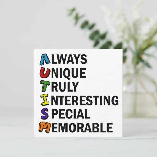 Autisme Acrostic Cute Rainbow Word Poem (Staand voorkant)