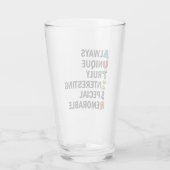 Autisme Acrostic Cute Rainbow Word Poem Glas (Achterkant)