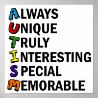 Autisme Acrostic Cute Rainbow Word Poem