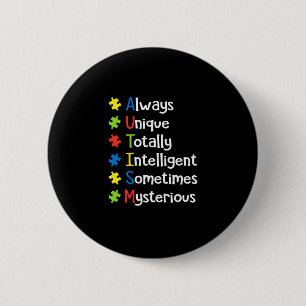 Autisme altijd uniek en altijd intelligent ronde button 5,7 cm