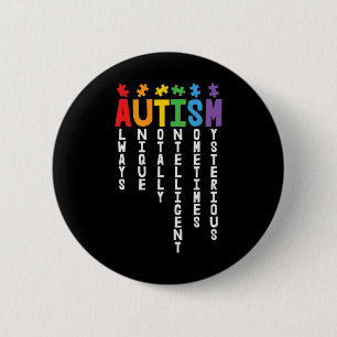 Autisme altijd uniek en intelligent autisme ronde button 5,7 cm