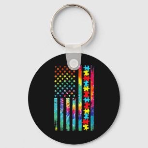 Autisme American Flag Tie Dye Autism Awareness for Sleutelhanger