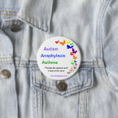 Autisme, astma, anafylaxisbadge - Groot Ronde Button 7,6 Cm (In situ)