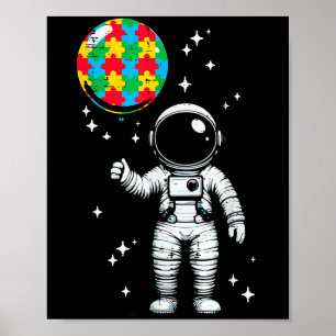 Autisme astronaut puzzel ballon cute asd bewustzij poster