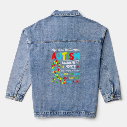 Autisme Awarene April is nationaal autisme Denim Jacket (Achterkant)
