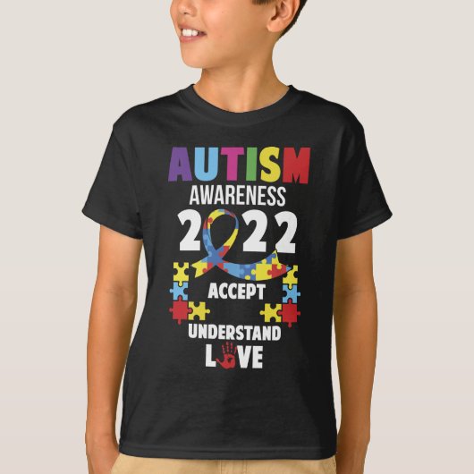 Autisme Awareness 2022 Accept Understand Love T-shirt (Voorkant)