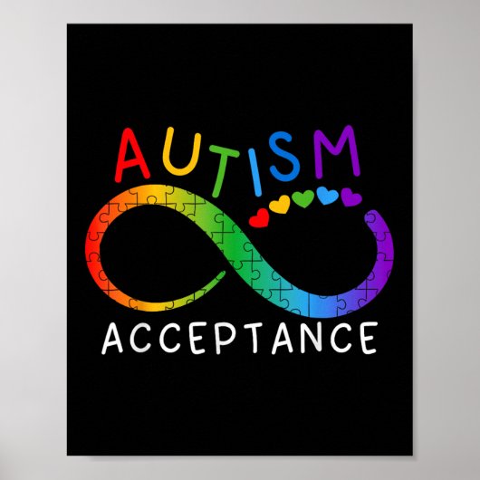 Autisme Awareness Acceptatie Shirt Infinity Symboo Poster (Voorkant)