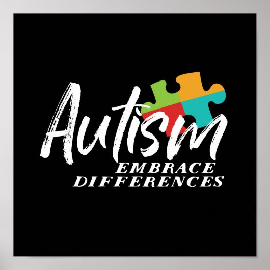 Autisme Awareness and Support Embrace Differences Poster (Voorkant)