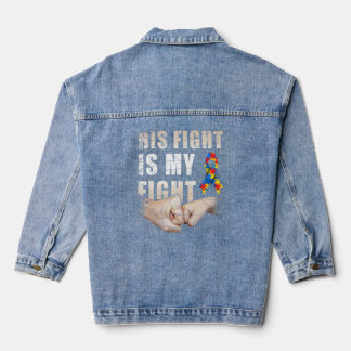 Autisme Awareness Autisme Mam Pap Zijn gevecht is Denim Jacket