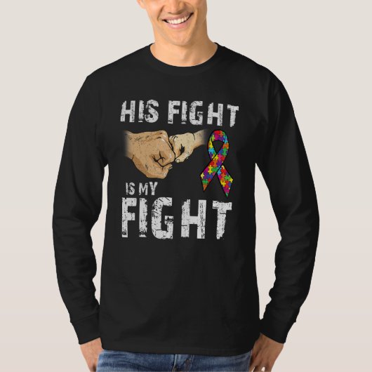 Autisme Awareness Autisme Mam Pap Zijn gevecht is  T-shirt (Voorkant)