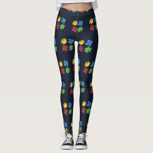Autisme Awareness Blue Yellow Red Green Puzzles Leggings