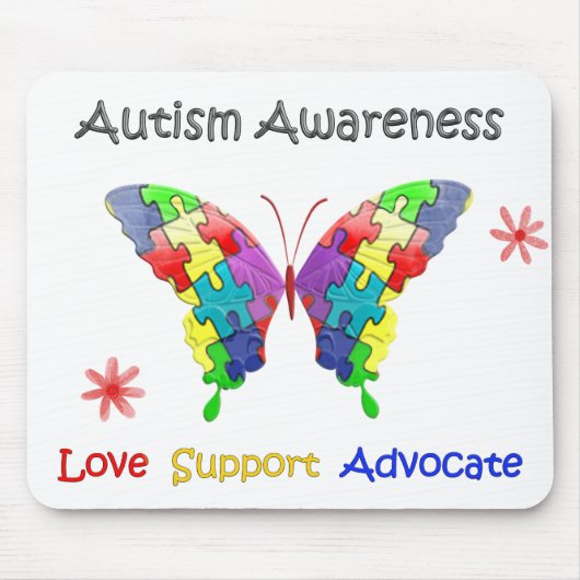 Autisme Awareness Butterfly Muismat (Voorkant)