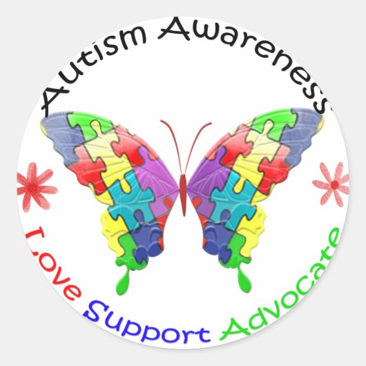 Autisme Awareness Butterfly Ronde Sticker (Voorkant)